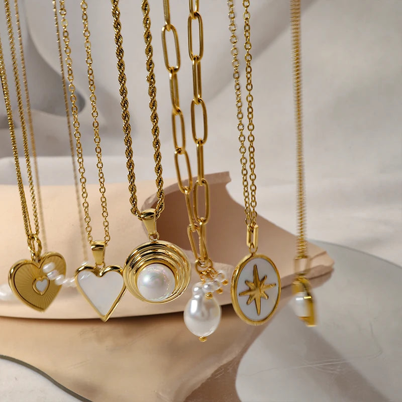 Starlit Pearl Charm Necklace