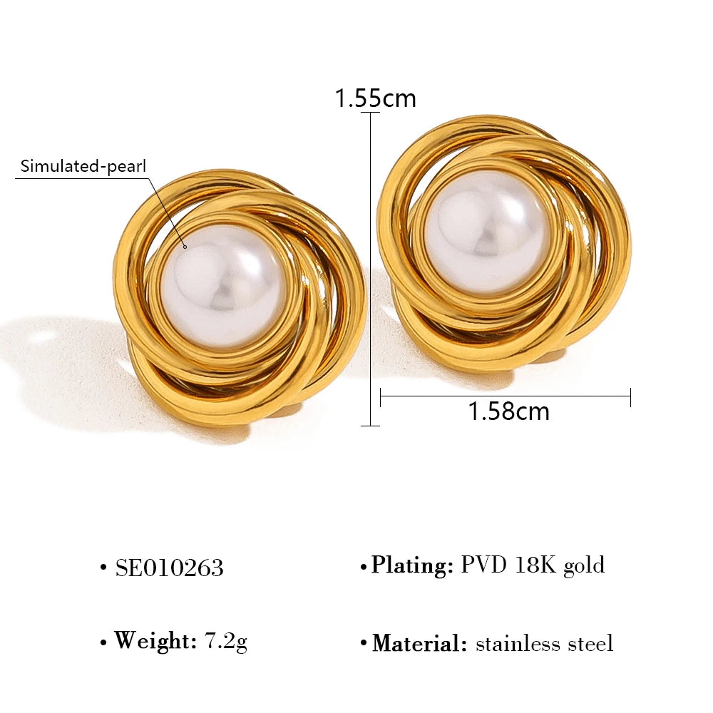 Golden Twist Pearl Studs